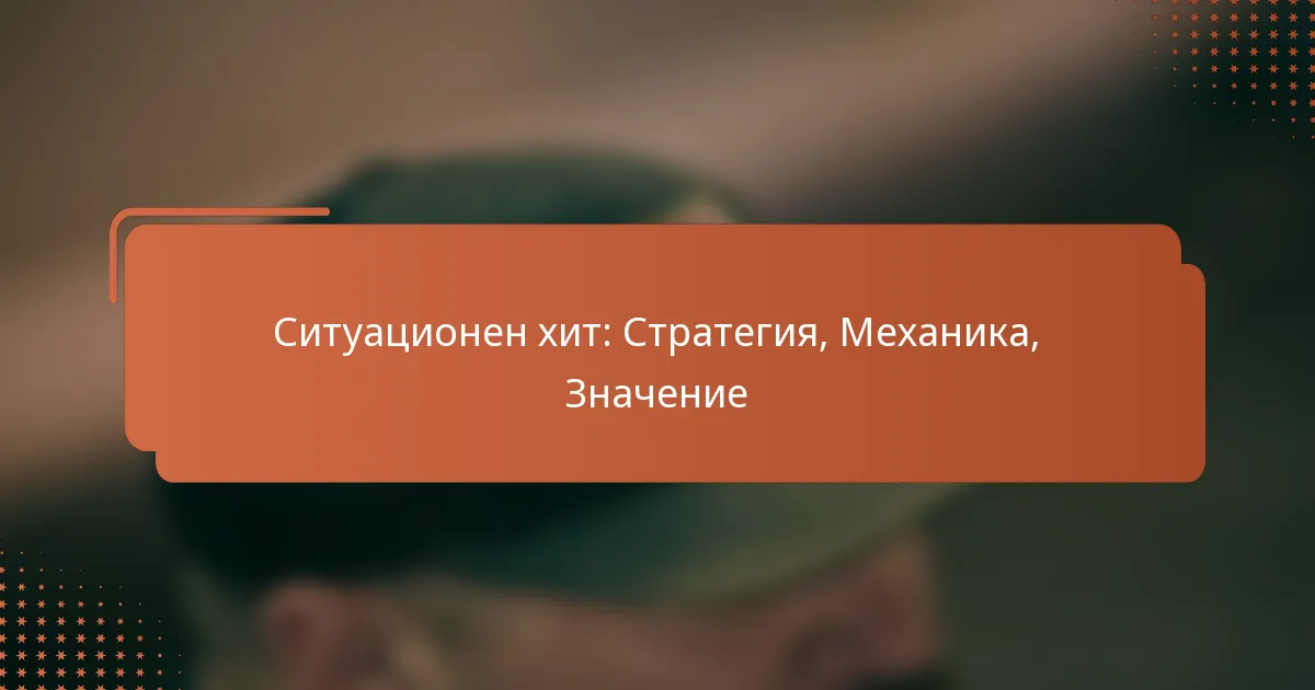 Ситуационен хит: Стратегия, Механика, Значение